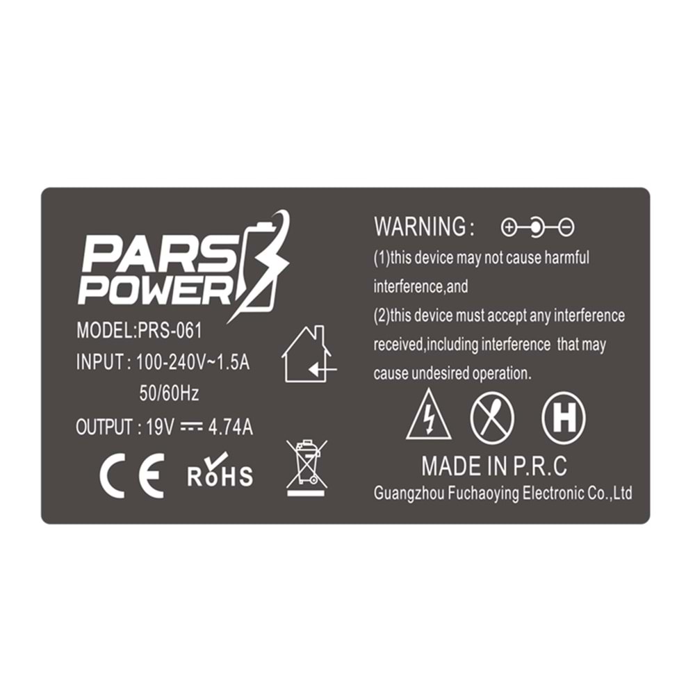 Pars Power PRS-061 5.5x3.0 90W 19V 4.74A Samsung Leptop Adaptörü