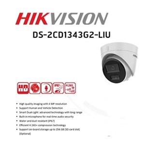 DS-2CD1343G2-LIUF HIKVISION 4 MP SMART DUAL LİGHT SESLİ DOME