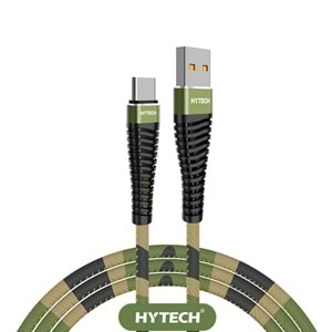Hytech HY-X475 1.2M 3A Type-C Kamuflaj Desenli Kılıflı Yeşil Data + Sarj Kablosu