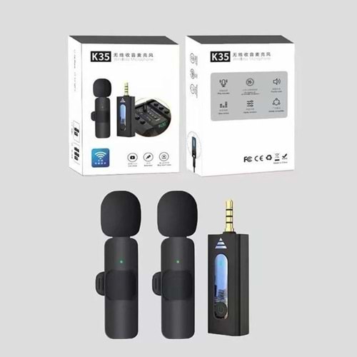 StarkPro GLR K35 AUX Çift Kablosuz Mikrofon Canlı Yayına ve Vloga Uyumlu