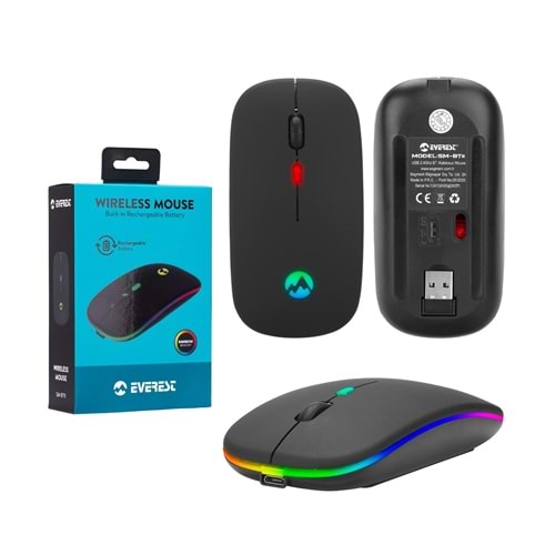 EVEREST SM-BT11 USB 2in1 Bluetooth 2.4 GHz Şarj Edilebilir Kablosuz Mouse