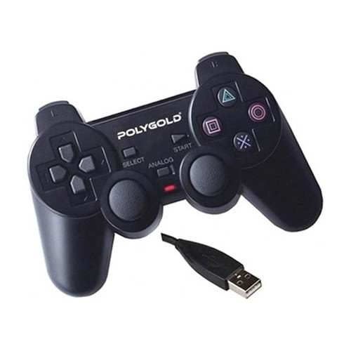 Polygold Pg-801 PC Analog Oyun Kolu Dual Shock Titreşimli Oyun Kolu Siyah