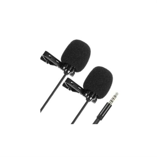 Cyber ES-3834 İkili 1.5 Mt Yaka Mikrofonu 3,5 mm Stereo Aux Girişli Mixer Yayın