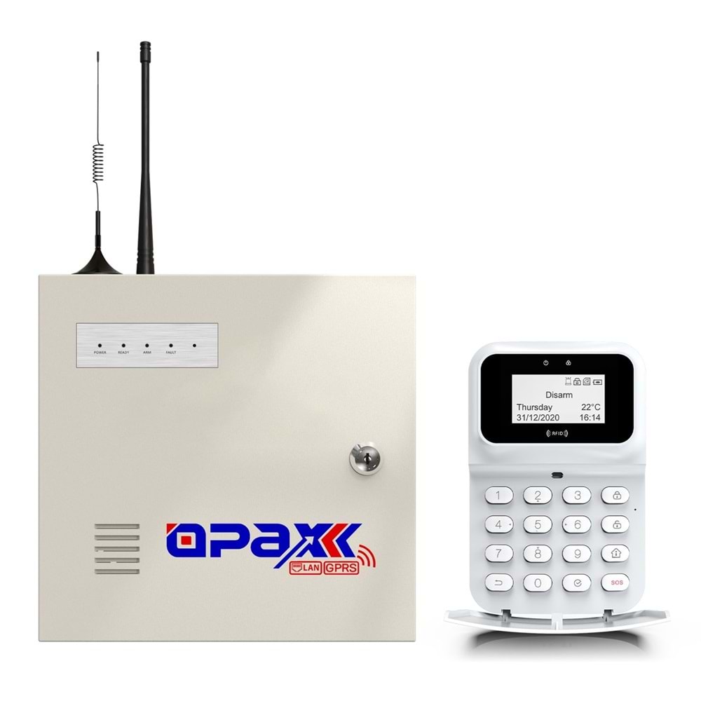 OPAX-2747 GPRS&LAN ALARM PANELİ BGR-10 KABLOLU SİRENLİ FULL SET (1 YIL AHM ÜCRETSİZ)