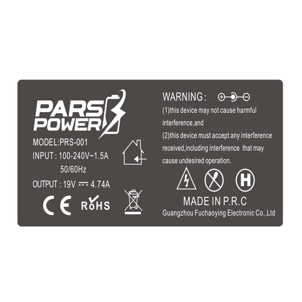 Pars Power PRS-001 5.5x2.5 90W 19V 4.74A Standart Laptop Adaptörü