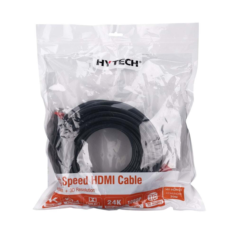 HY-HDM20 HDMI TO HDMI 20m Altın Uçlu 24K 1.4 Ver. 3D Kablosu