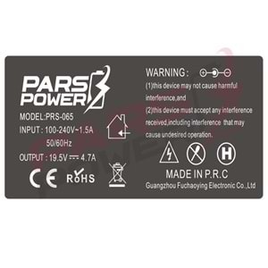 Pars Power PRS-065 6.5x4.4 90W 19.5V 4.7A Sony Vaio Leptop Adaptörü